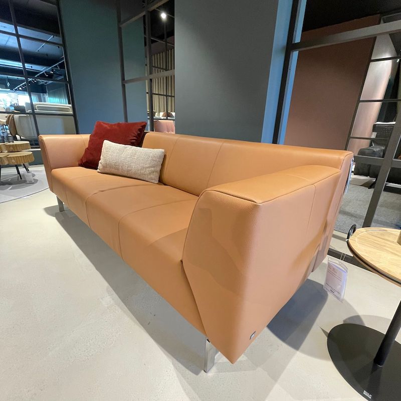 Rolf Benz Linea oranje leren bank met korting