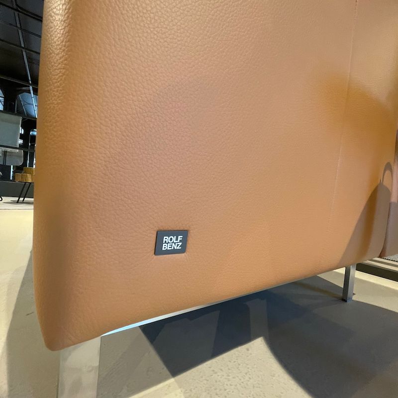 Rolf Benz Linea oranje leren bank met korting